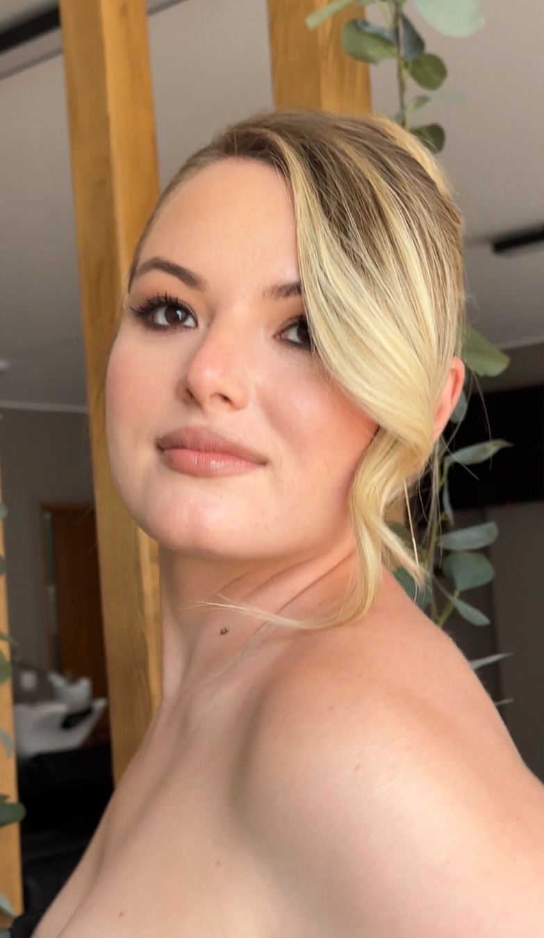 Soft bridal updo and makeup